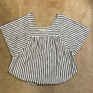 Madewell blue and white striped billowy blouse. Size Small.